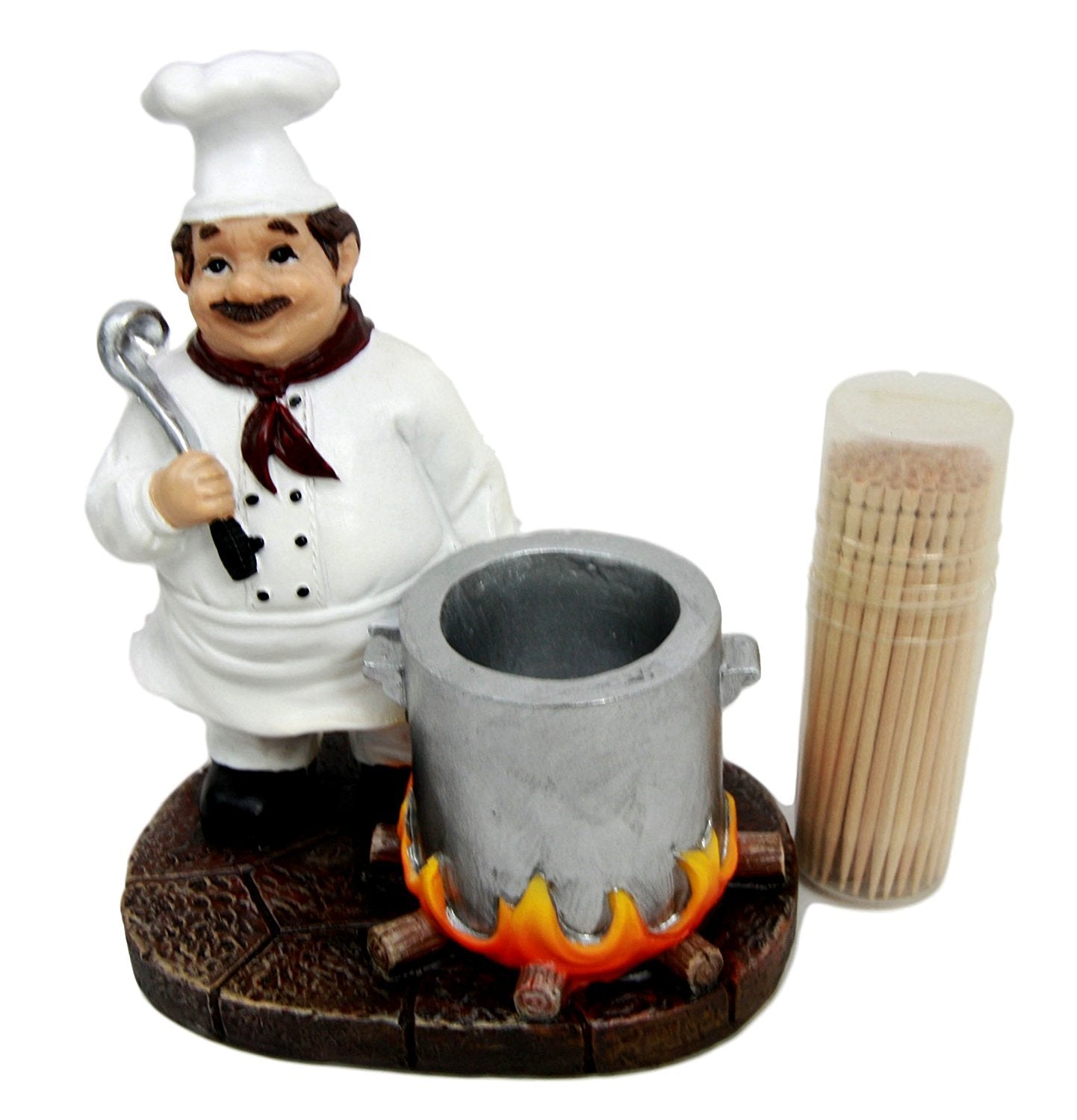 Flaming Cauldron Stew Pot Chef Balti Toothpick Holder Figurine with Toothpicks freeshipping - GeekGoodies.in
