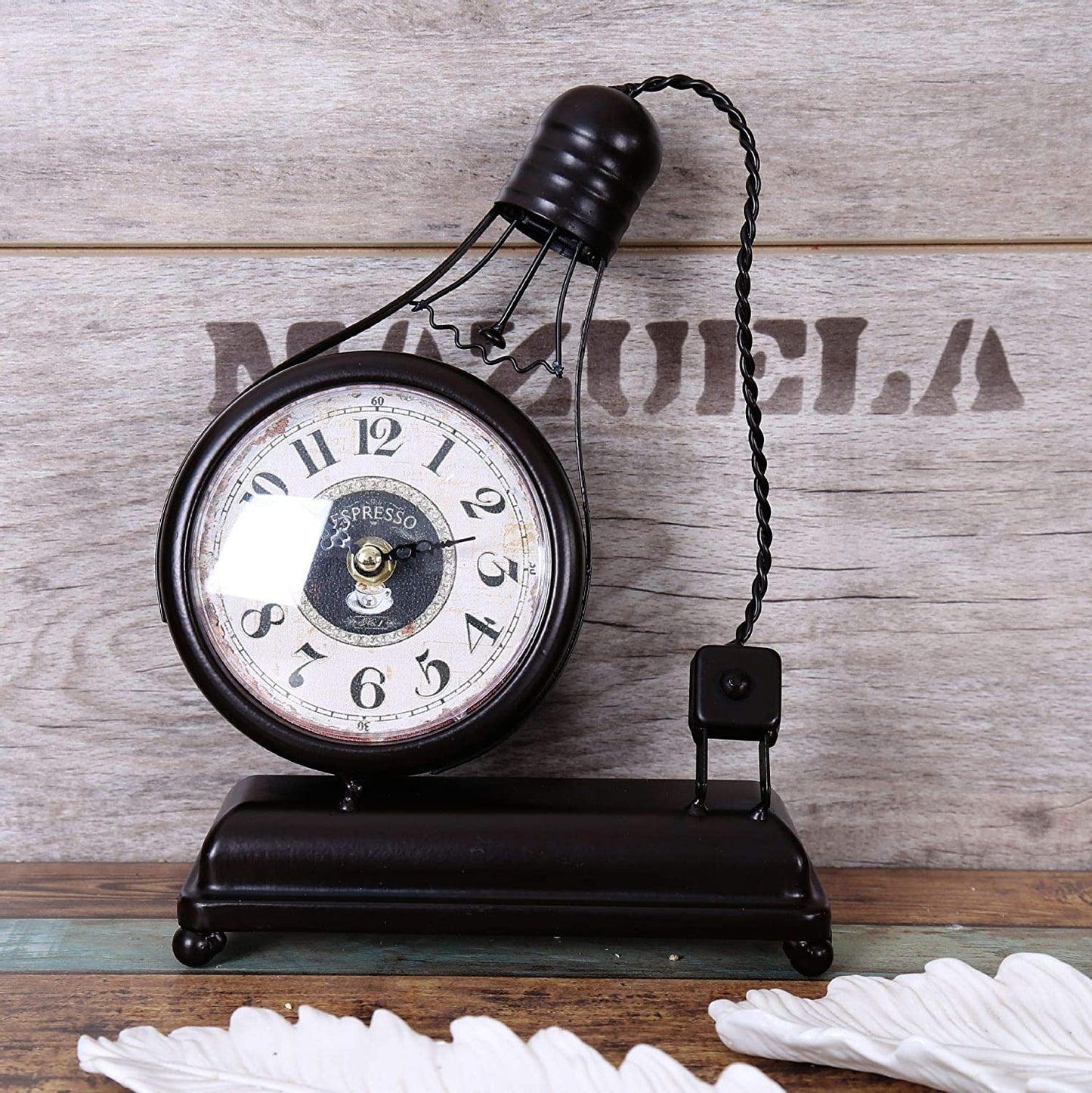 Metal Desk/Shelf Clock Vintage Home Decor Bulb (Black) freeshipping - GeekGoodies.in