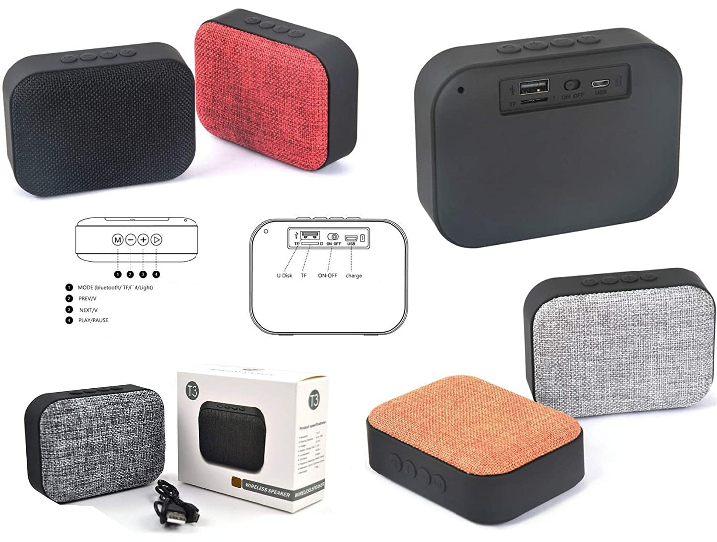 Wireless Fabric Bluetooth Portable Speaker -  Rectangle freeshipping - GeekGoodies.in