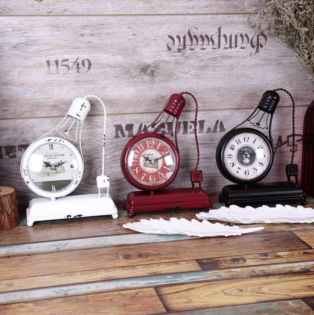 Metal Desk/Shelf Clock Vintage Home Decor Bulb (Black) freeshipping - GeekGoodies.in