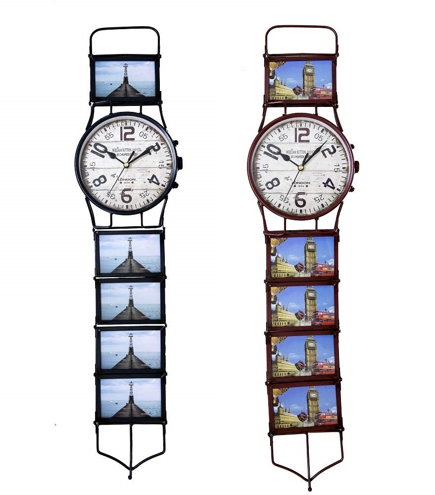 Wrist Watch Shaped Metal Wall Clock with Photo Frame
