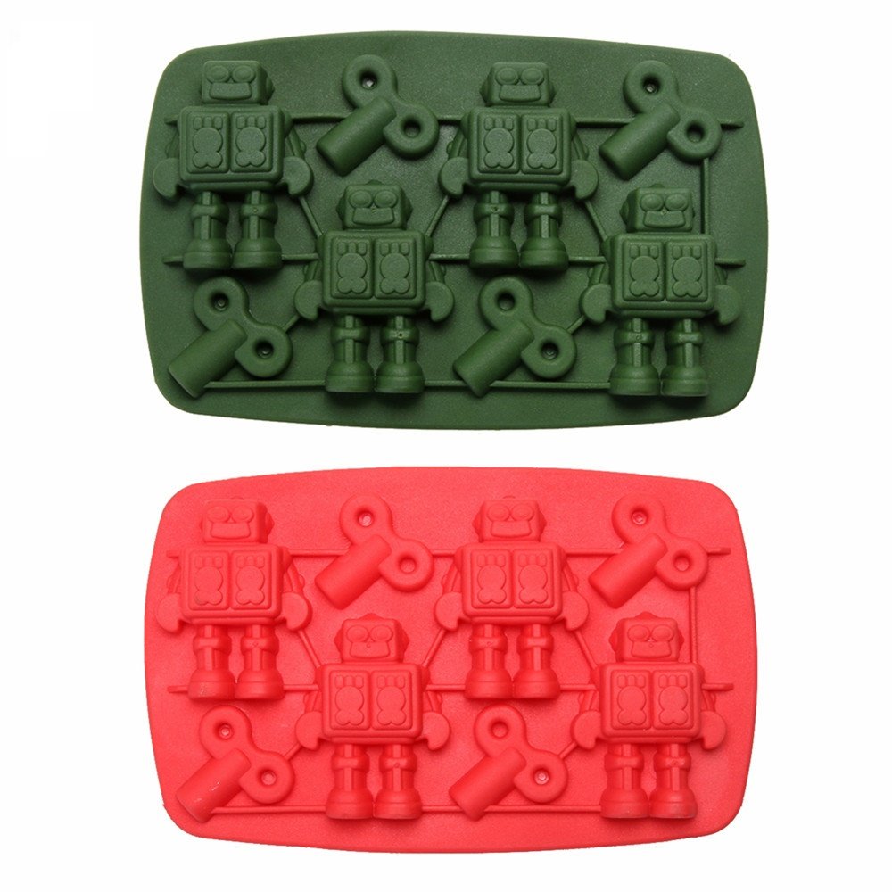 Robot Ice Tray Cake Chocolate Mold DIY Silicone Ice Mold Tool -Army Green/Red freeshipping - GeekGoodies.in