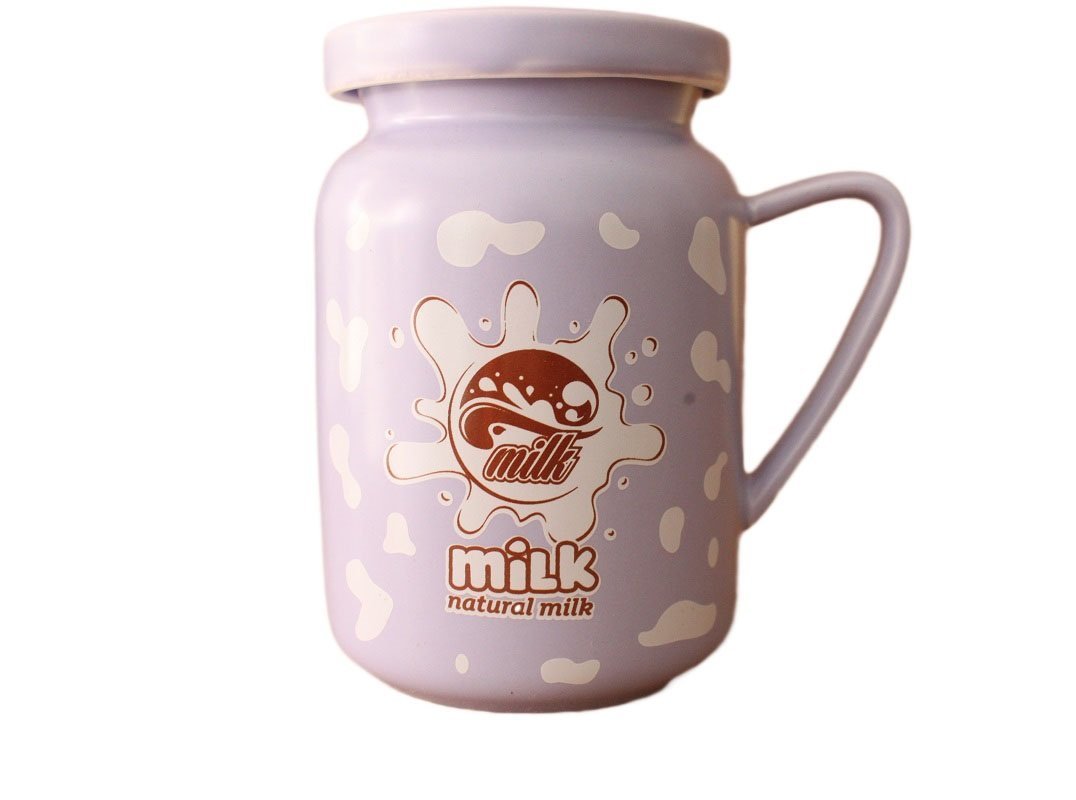Cow Milk Kids Ceramic Milk/Coffee Cup Mug with Lid freeshipping - GeekGoodies.in