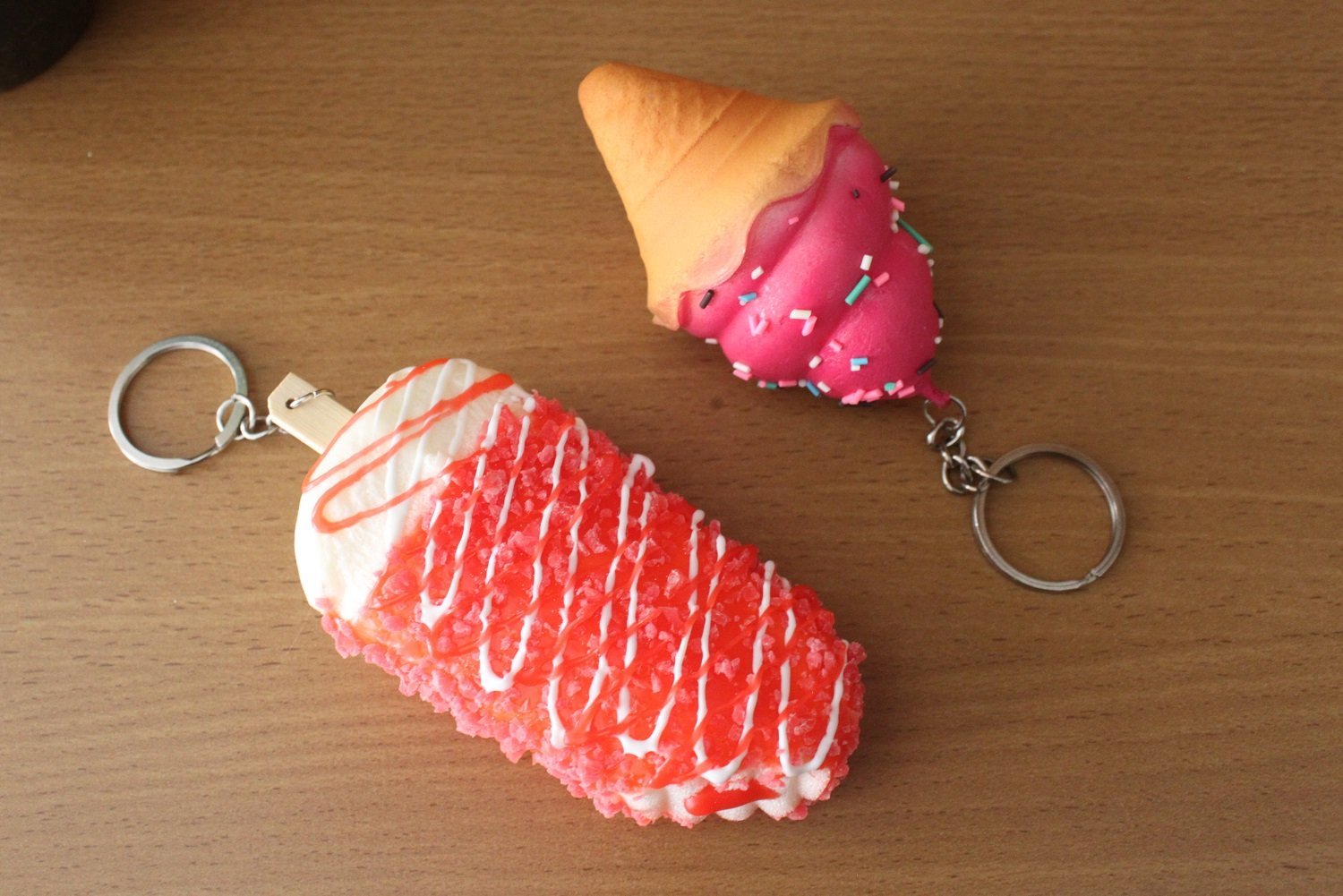 Ice Cream Stick Keychain Chocolate Scented Red + Ice Cone Single Scoop freeshipping - GeekGoodies.in