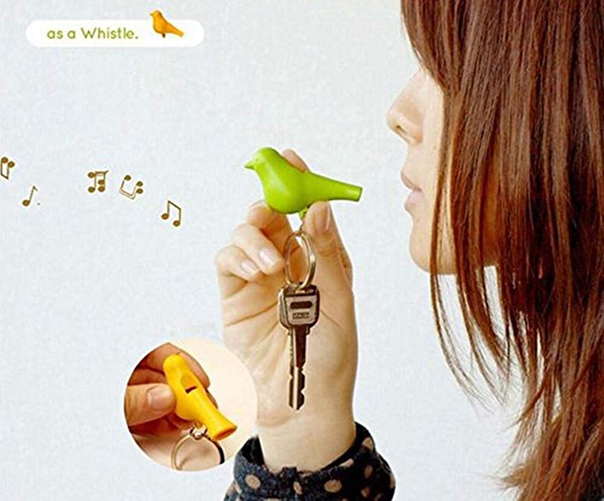 Novelty Duo Sparrow Bird House Key Holder & Sparrow Bird Key Ring (White and Red Bird)