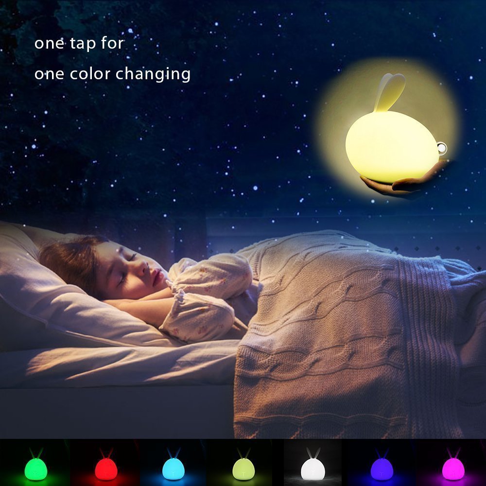 Cute 7 Colors Rabbit Night Light Rechargeable LED Lamp freeshipping - GeekGoodies.in