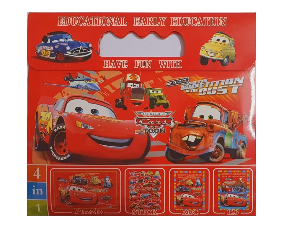 Velcro Packaging Stationery Set for Kids (Cars Toon - Set of 6)