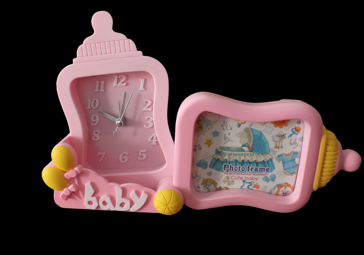 Baby Milk Bottle Design Alarm Clock with Photo Frame freeshipping - GeekGoodies.in