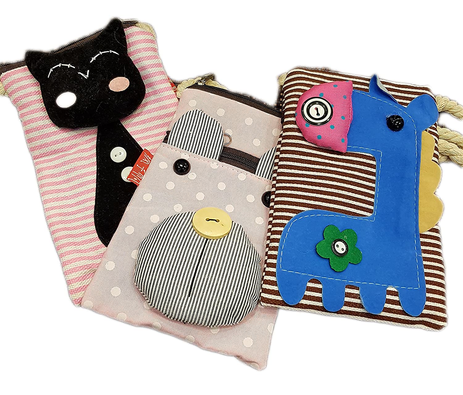 Animal Coin Mobile Pouch Purse Hanging Rope - Set of 3 freeshipping - GeekGoodies.in