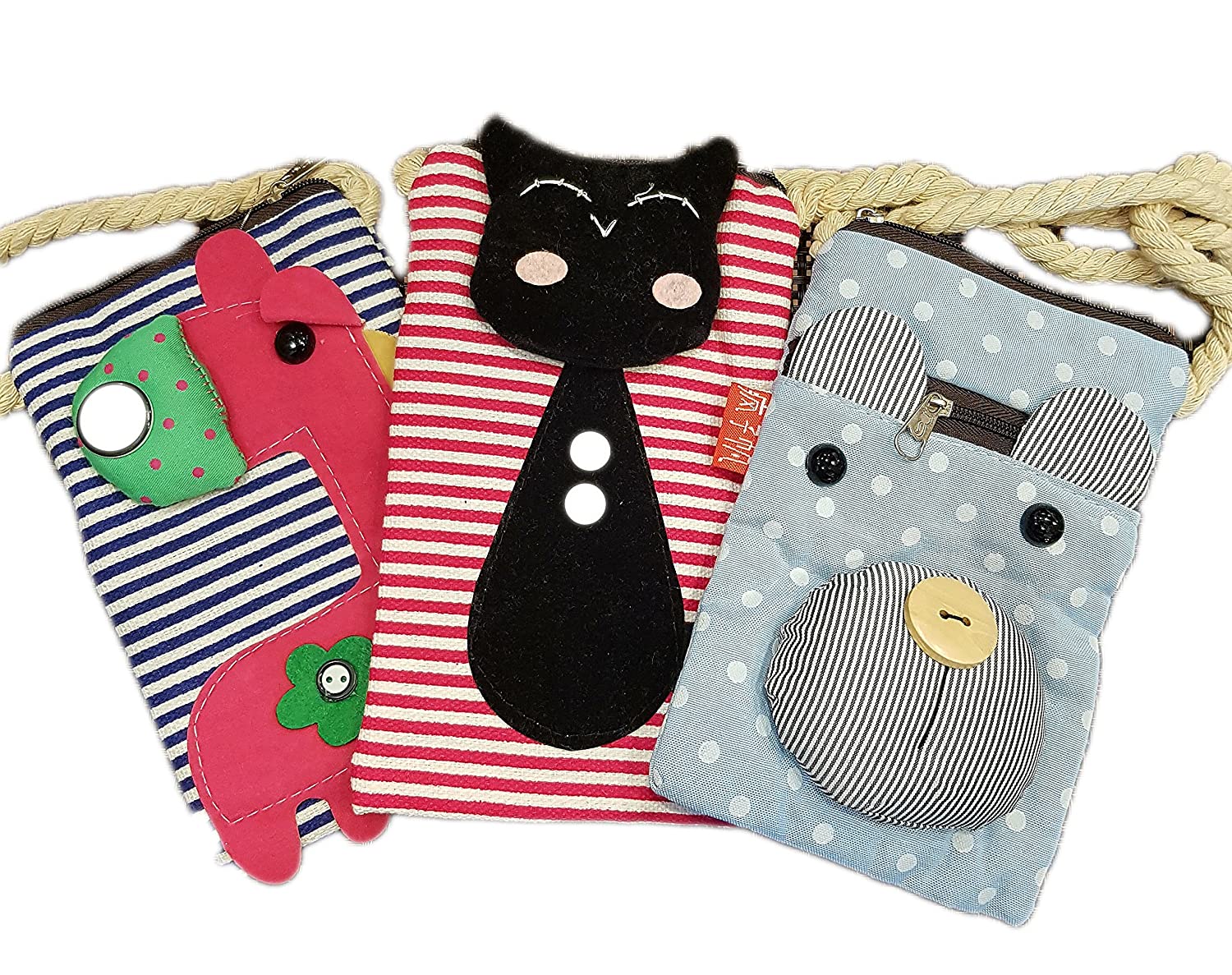 Animal Coin Mobile Pouch Purse Hanging Rope - Set of 3 freeshipping - GeekGoodies.in